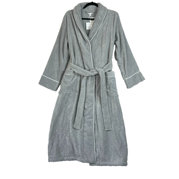 Charter Club Women's Small Turkish Cotton Terry Cloth Bathrobe Luxury Soft Gray - Picture 1 of 10